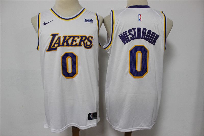 Men Los Angeles Lakers 0 Westbrook White Game Nike 2021 NBA Jerseys